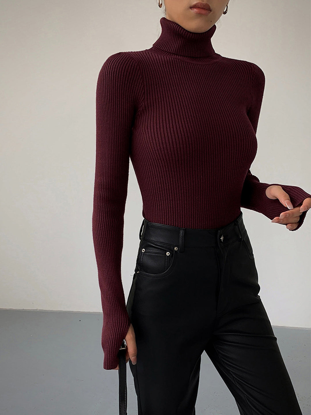 Elegante Damen Strickjacke Rollkragen für Winter (5)