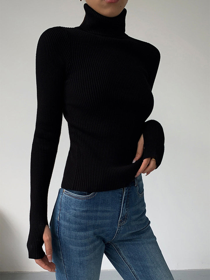 Elegante Damen Strickjacke Rollkragen für Winter (8)