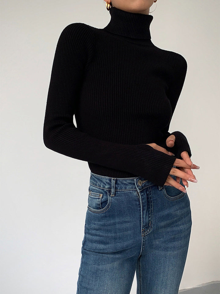 Elegante Damen Strickjacke Rollkragen für Winter in Schwarz