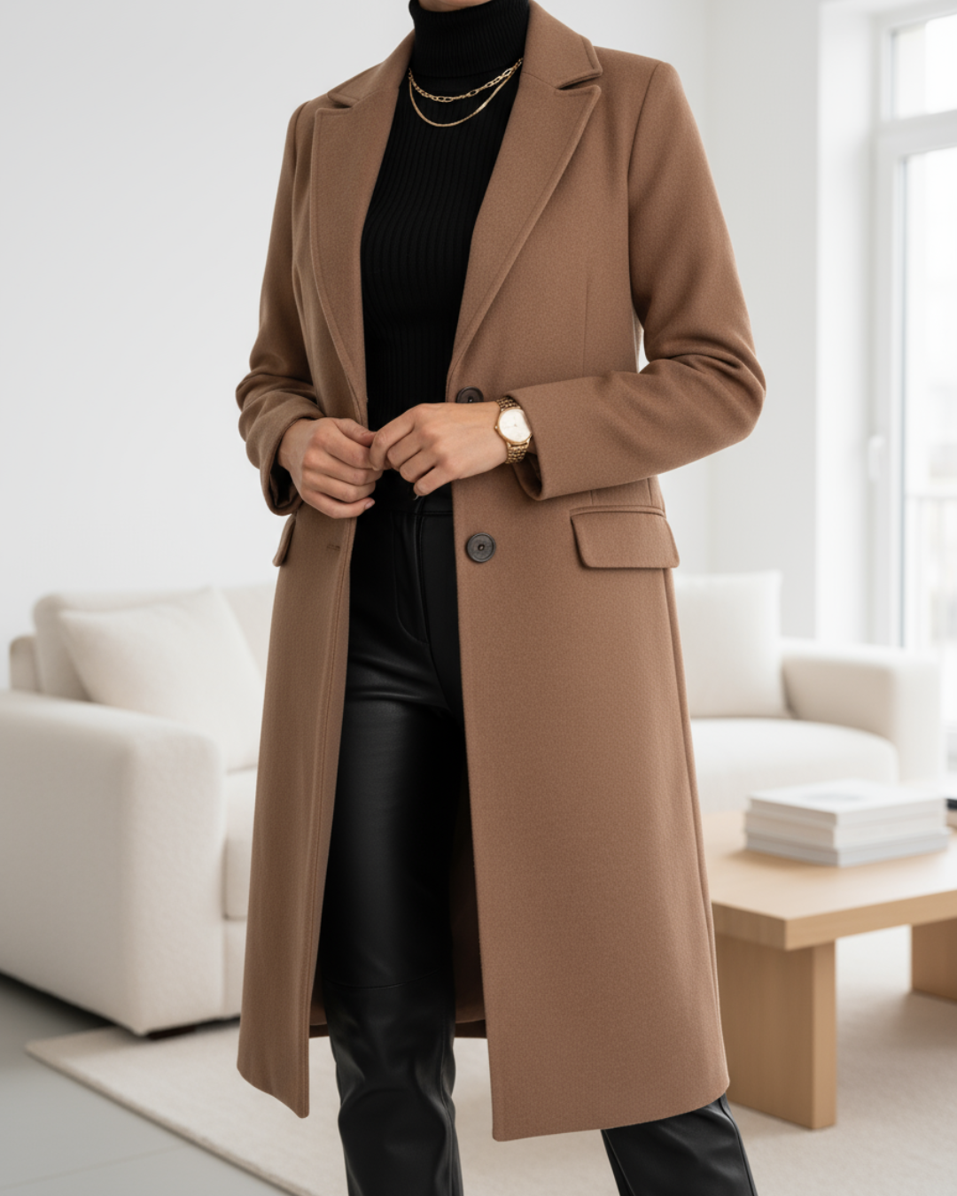 Elegante Damen Übergangsjacke für Herbst in Braun