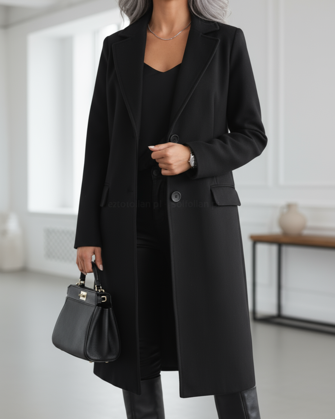 Elegante Damen Übergangsjacke für Herbst in Schwarz