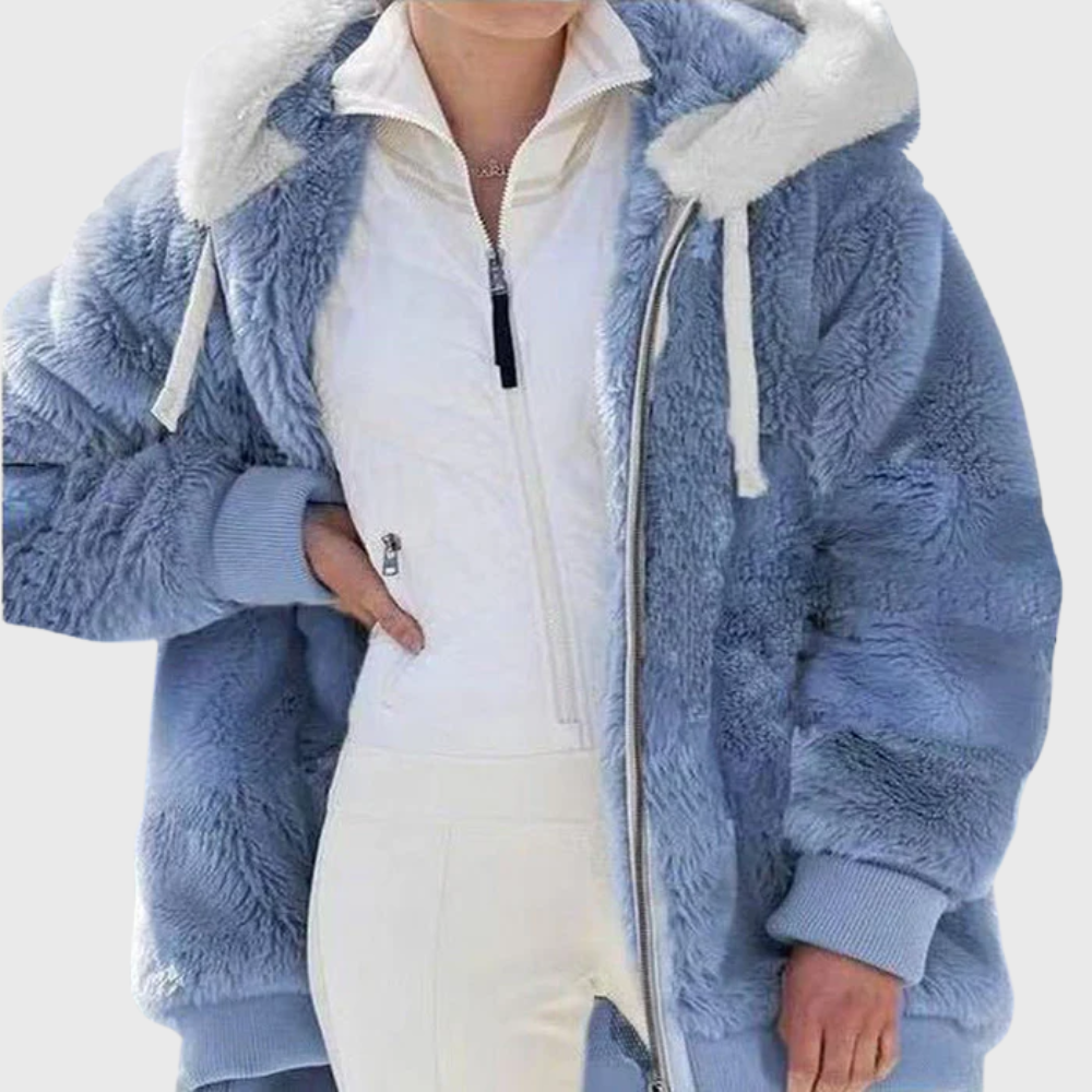 Elegante Damen Winterjacke mit Multicolor-Design in Blau