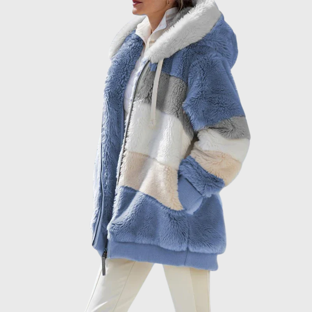 Elegante Damen Winterjacke mit Multicolor-Design in Blue Stripes