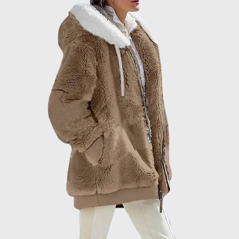 Elegante Damen Winterjacke mit Multicolor-Design in Braun