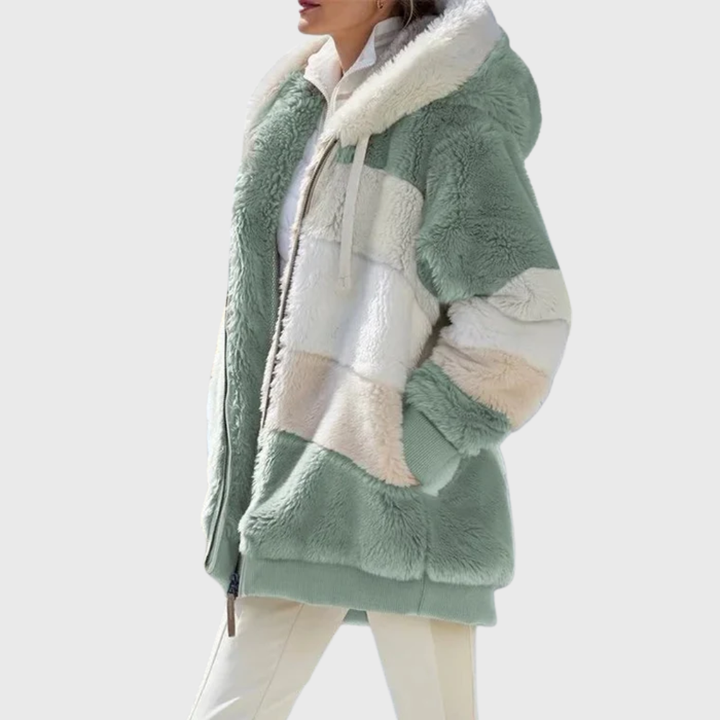 Elegante Damen Winterjacke mit Multicolor-Design in Green Stripes