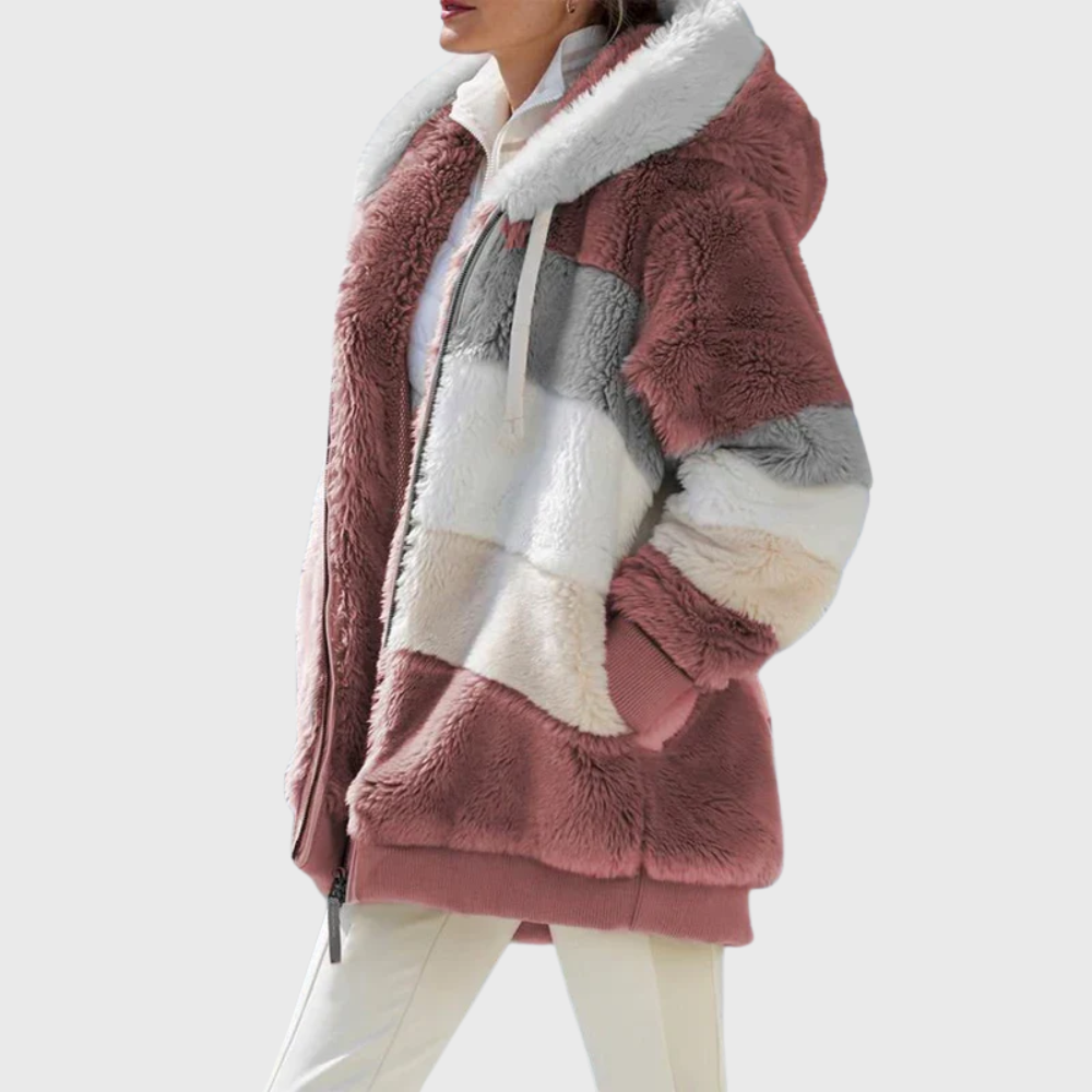 Elegante Damen Winterjacke mit Multicolor-Design in Red Stripes