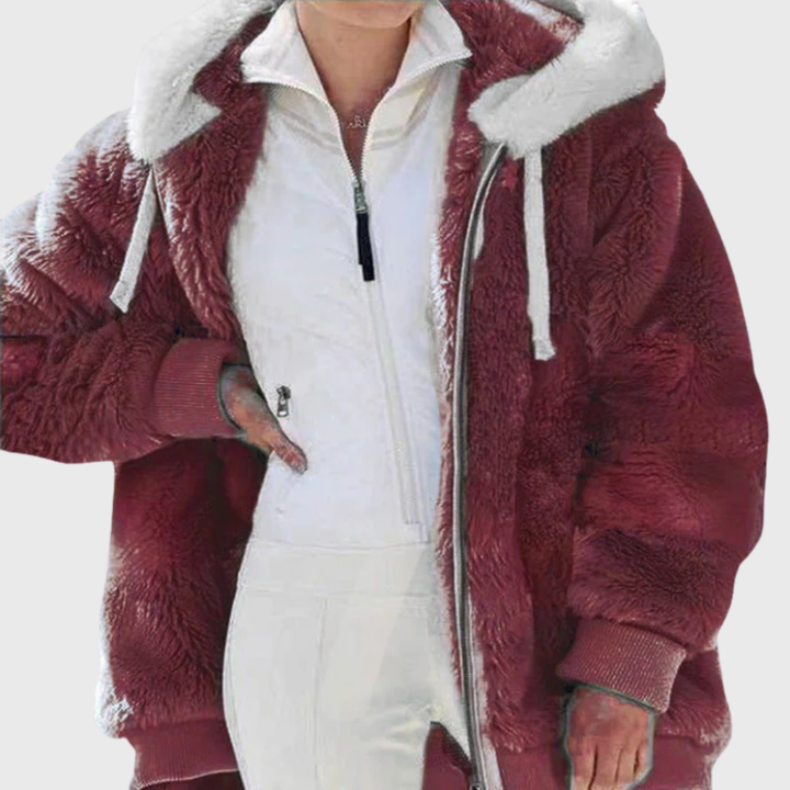 Elegante Damen Winterjacke mit Multicolor-Design in Rot