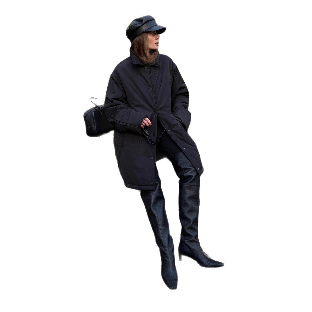 Elegante Damen Winterjacke mit Stehkragen knielang (5)