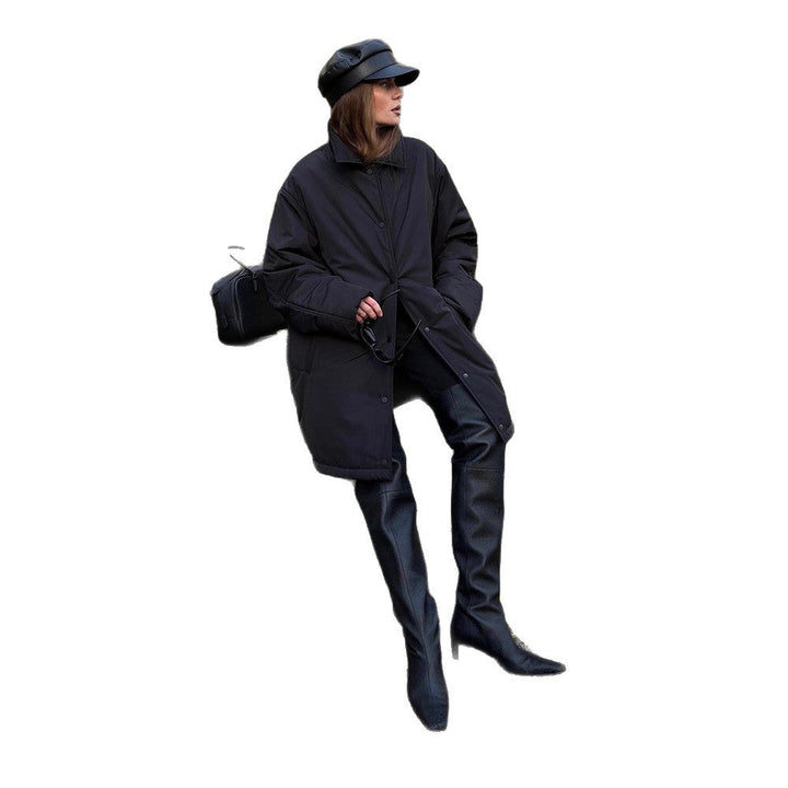 Elegante Damen Winterjacke mit Stehkragen knielang (5)