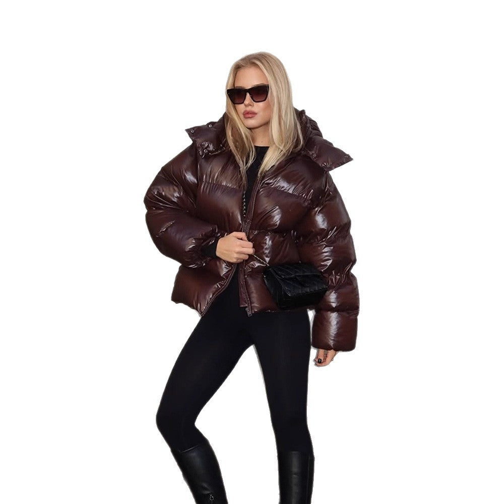 Elegante Damen Winterjacke Oversized Glanzoptik (5)