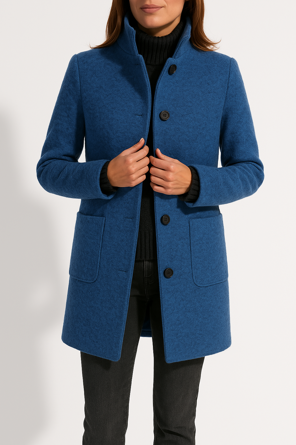 Elegante Damen Woll Jacke für Business in Dunkelblau