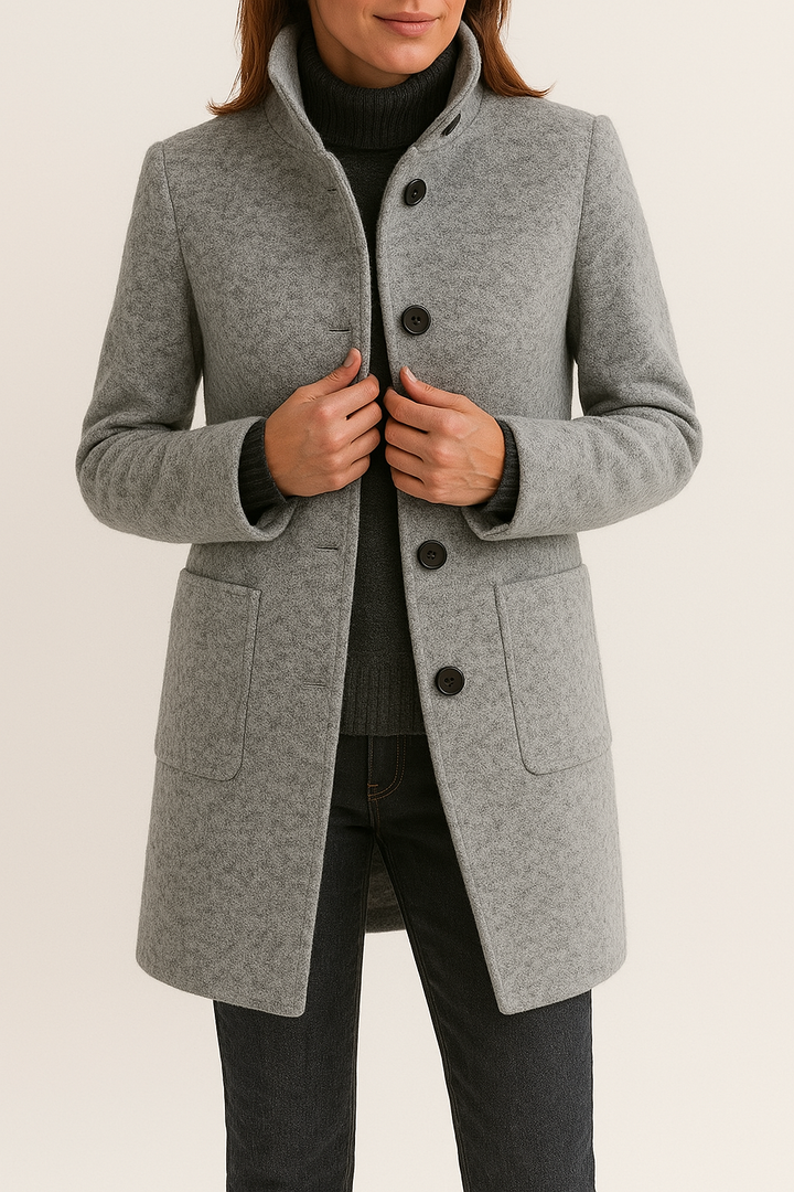 Elegante Damen Woll Jacke für Business in Grau