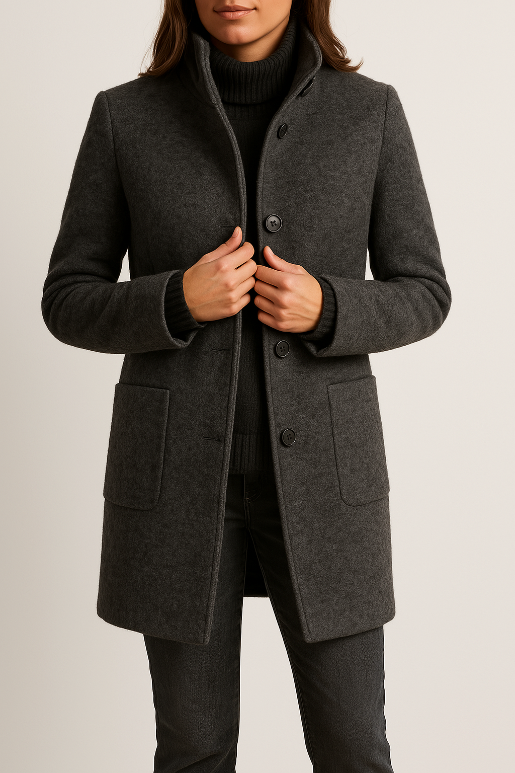Elegante Damen Woll Jacke für Business in Schwarz