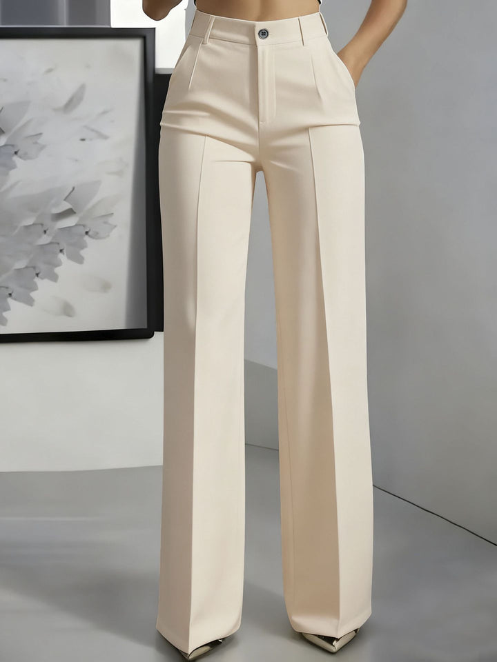Elegante Damenhose mit hoher Taille für Business in Aprikose