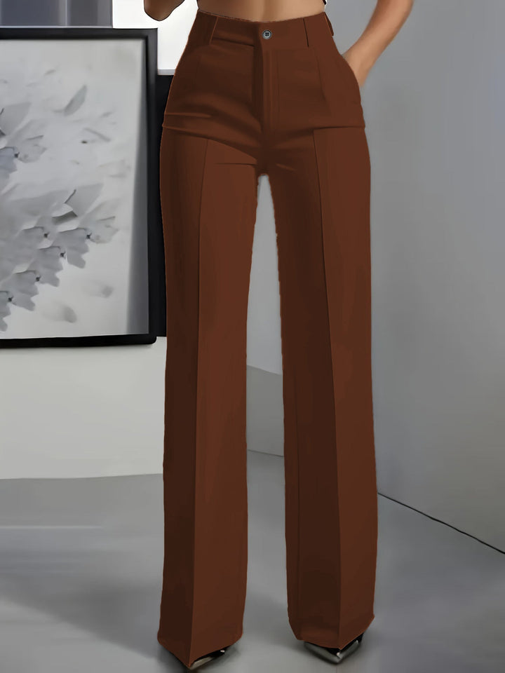 Elegante Damenhose mit hoher Taille für Business in Braun