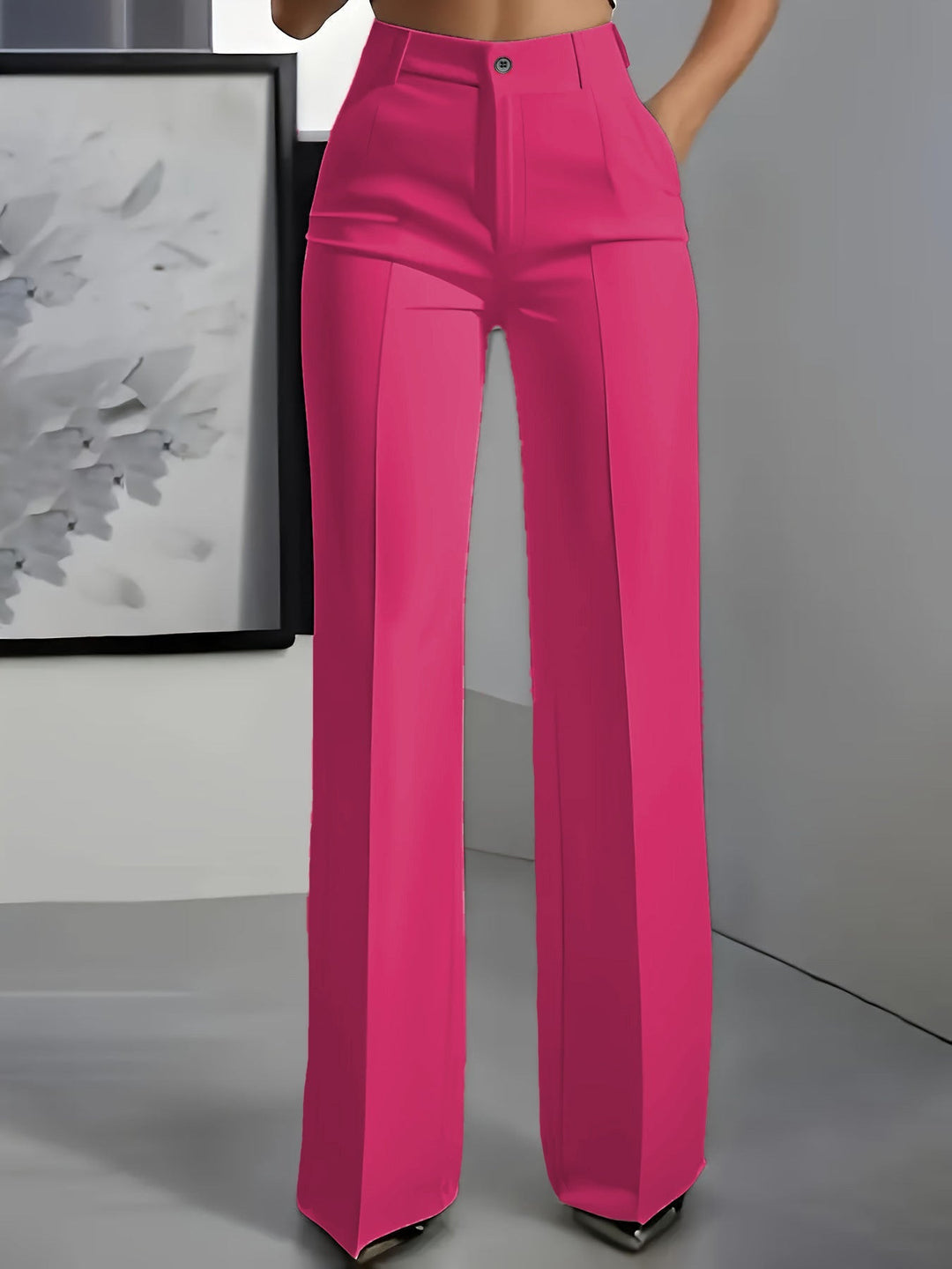 Elegante Damenhose mit hoher Taille für Business in Rosa