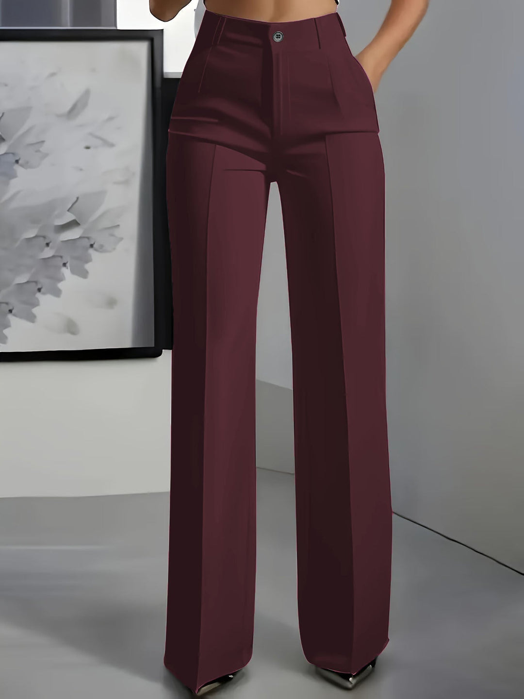 Elegante Damenhose mit hoher Taille für Business in Rot