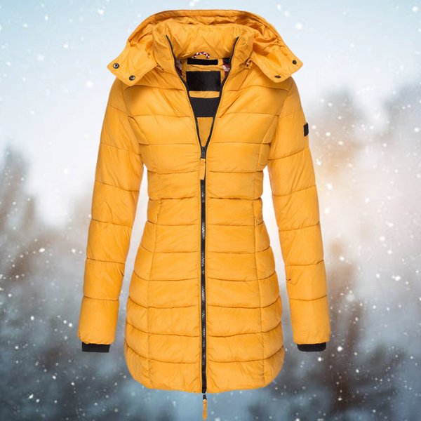 Elegante Daunenjacke mit Kapuze für Winter in Gelb