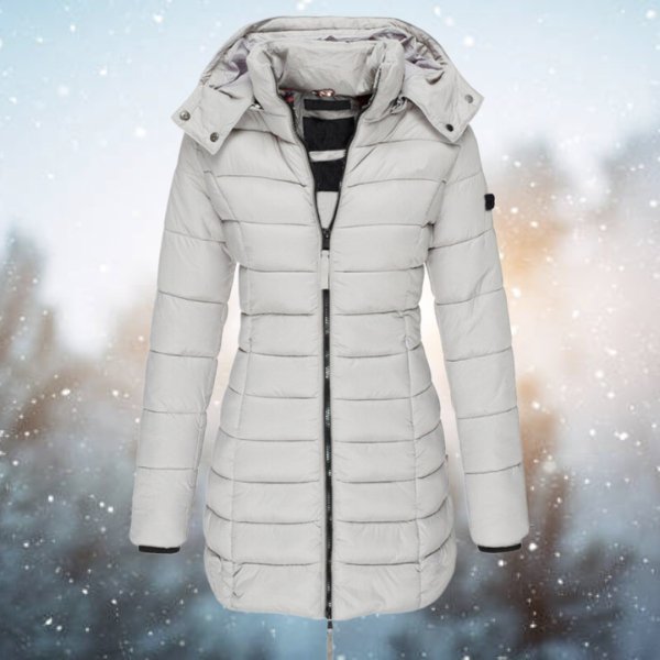 Elegante Daunenjacke mit Kapuze für Winter in Grau