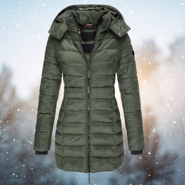 Elegante Daunenjacke mit Kapuze für Winter in Grün