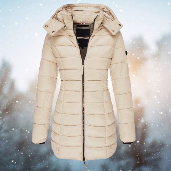 Elegante Daunenjacke mit Kapuze für Winter in Khaki