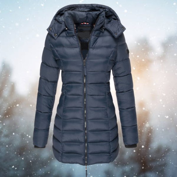 Elegante Daunenjacke mit Kapuze für Winter in Marineblau