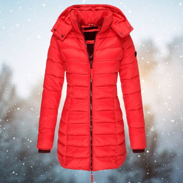 Elegante Daunenjacke mit Kapuze für Winter in Rot