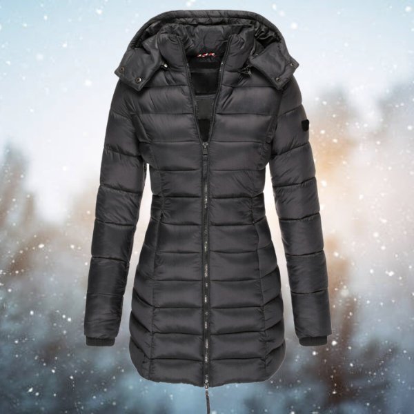 Elegante Daunenjacke mit Kapuze für Winter in Schwarz