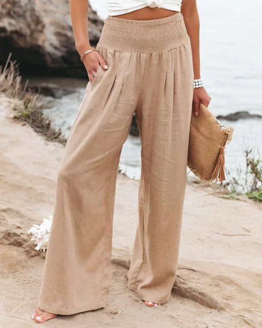 Elegante Hochbund Hose in Khaki