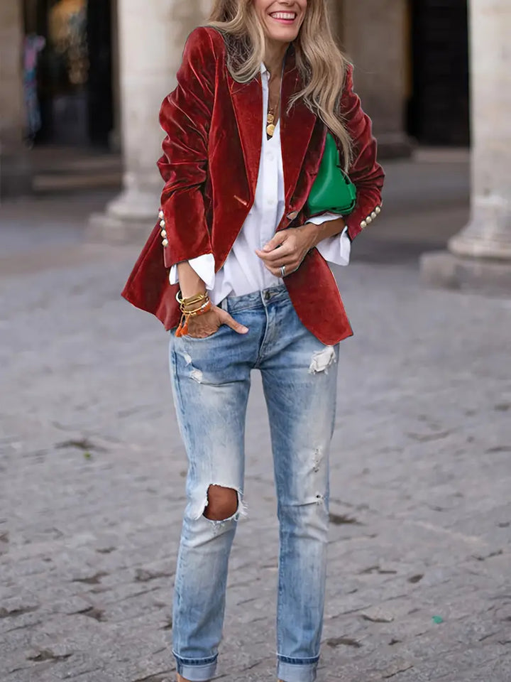 Elegante kurze Damen-Jacke im feinen Samt (18)