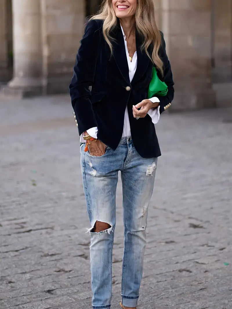 Elegante kurze Damen-Jacke im feinen Samt (3)