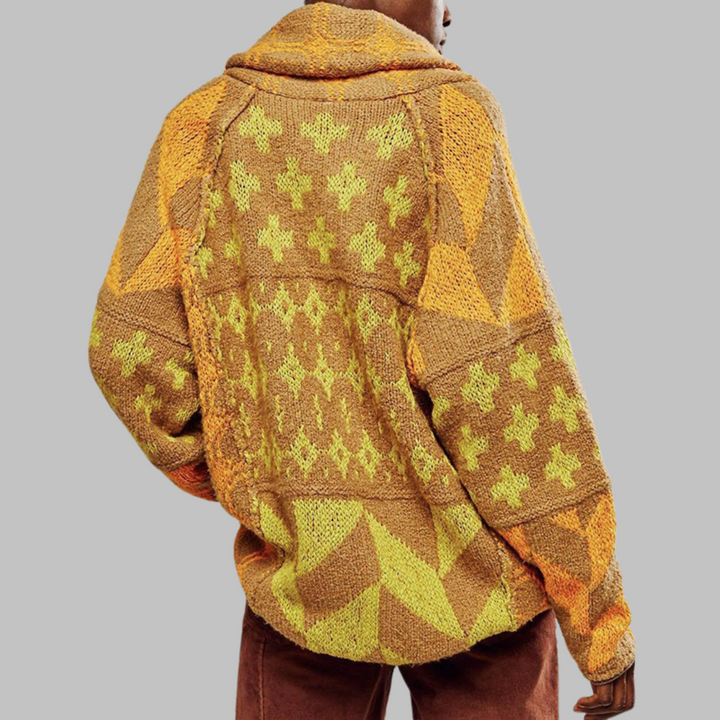 Elegante Lange Damen Strickjacke Oversized in Gelb
