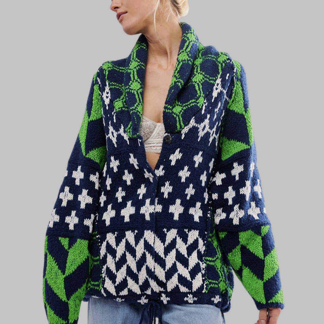Elegante Lange Damen Strickjacke Oversized in Grün