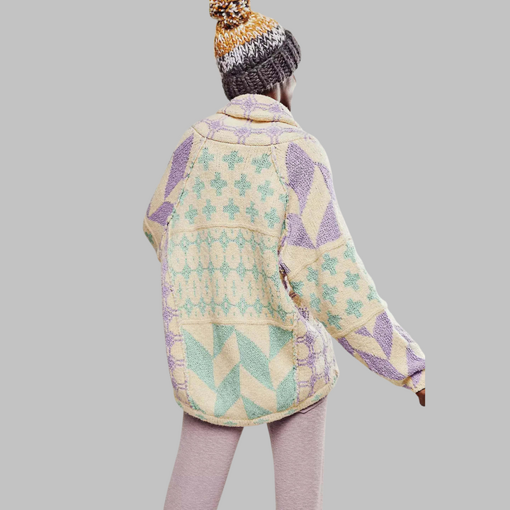 Elegante Lange Damen Strickjacke Oversized in Lavender