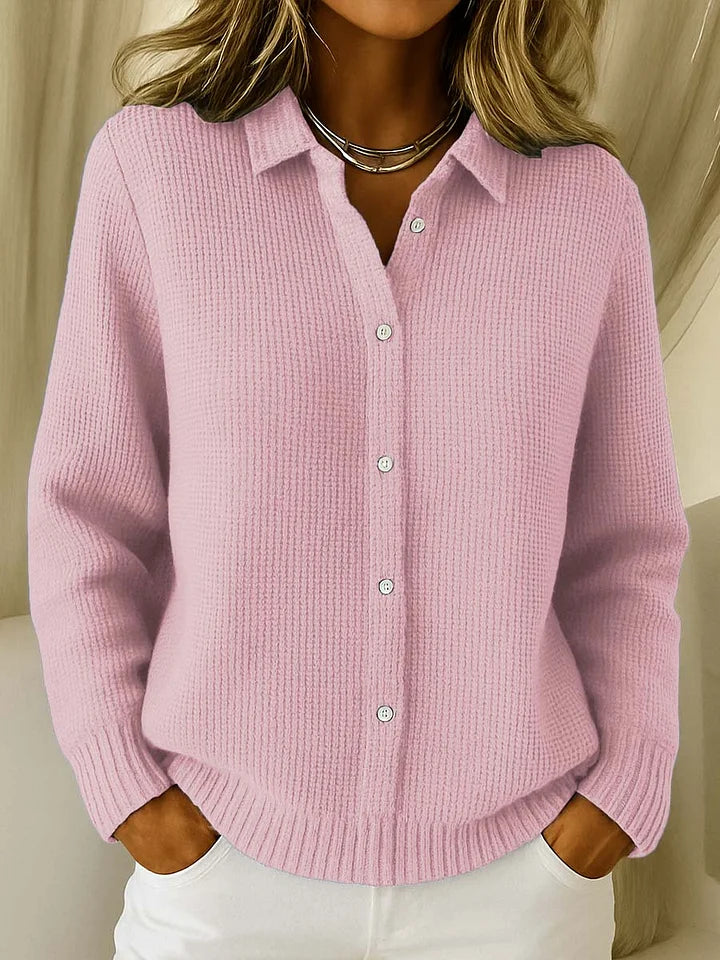 Elegante Longline Baumwoll Cardigan in Rosa