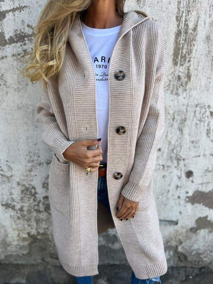Elegante Longline-Strickjacke mit Kapuze für Damen