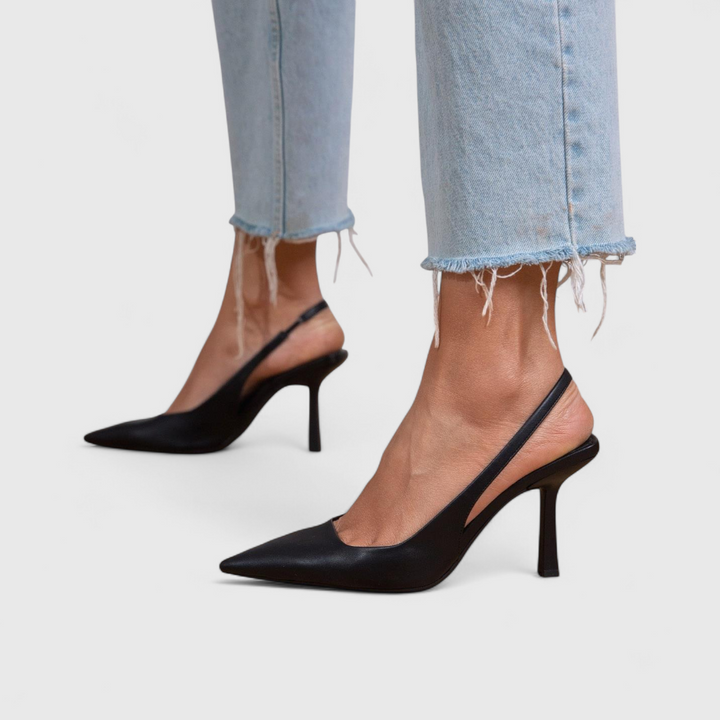 Elegante Orthopädische Leoparden-Pumps in Schwarzes Leder