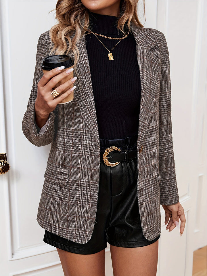 Elegante strukturierte Jacke für Büro und Alltag in Coffee