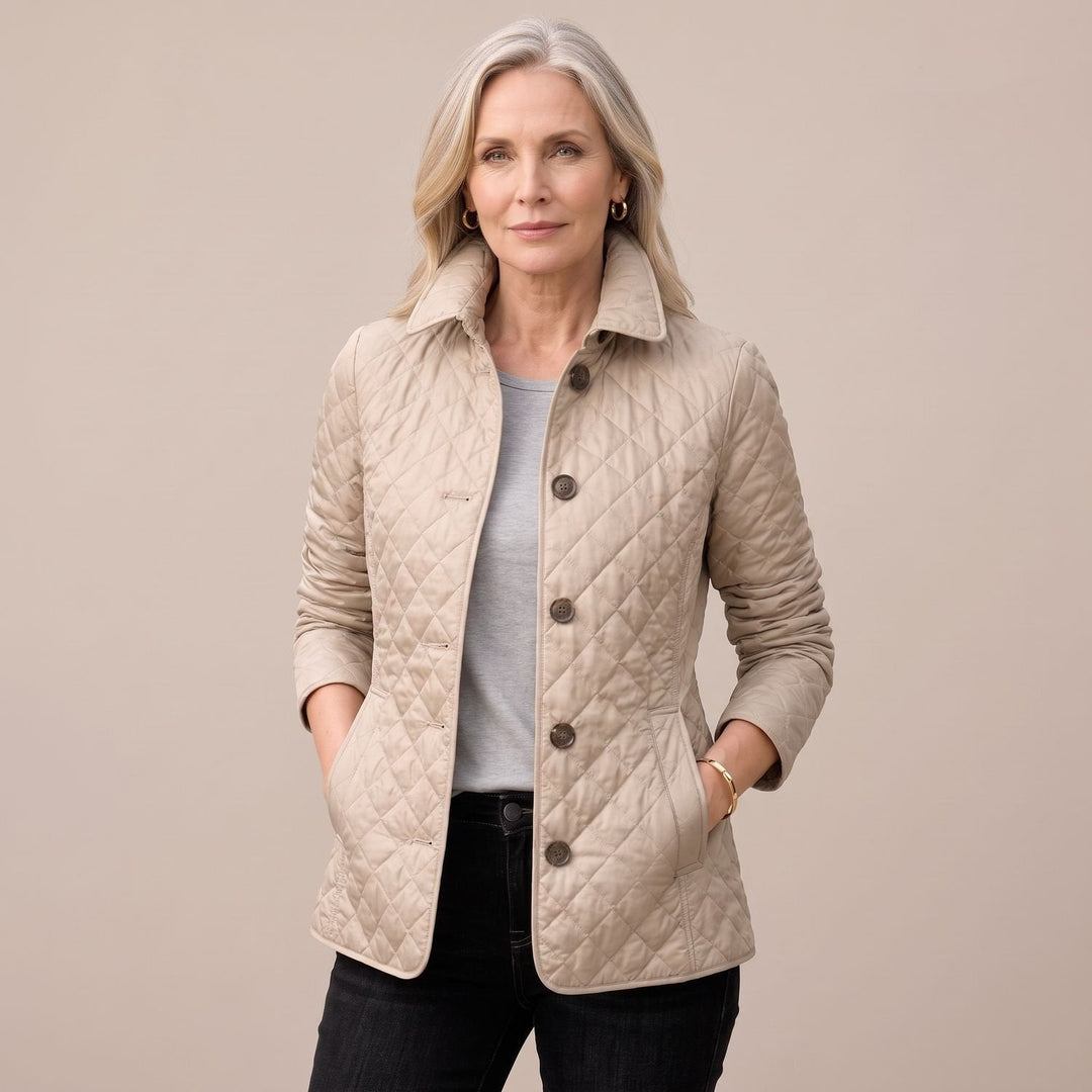 Elegante taillierte Damen Winterjacke mit Steppung in Khaki