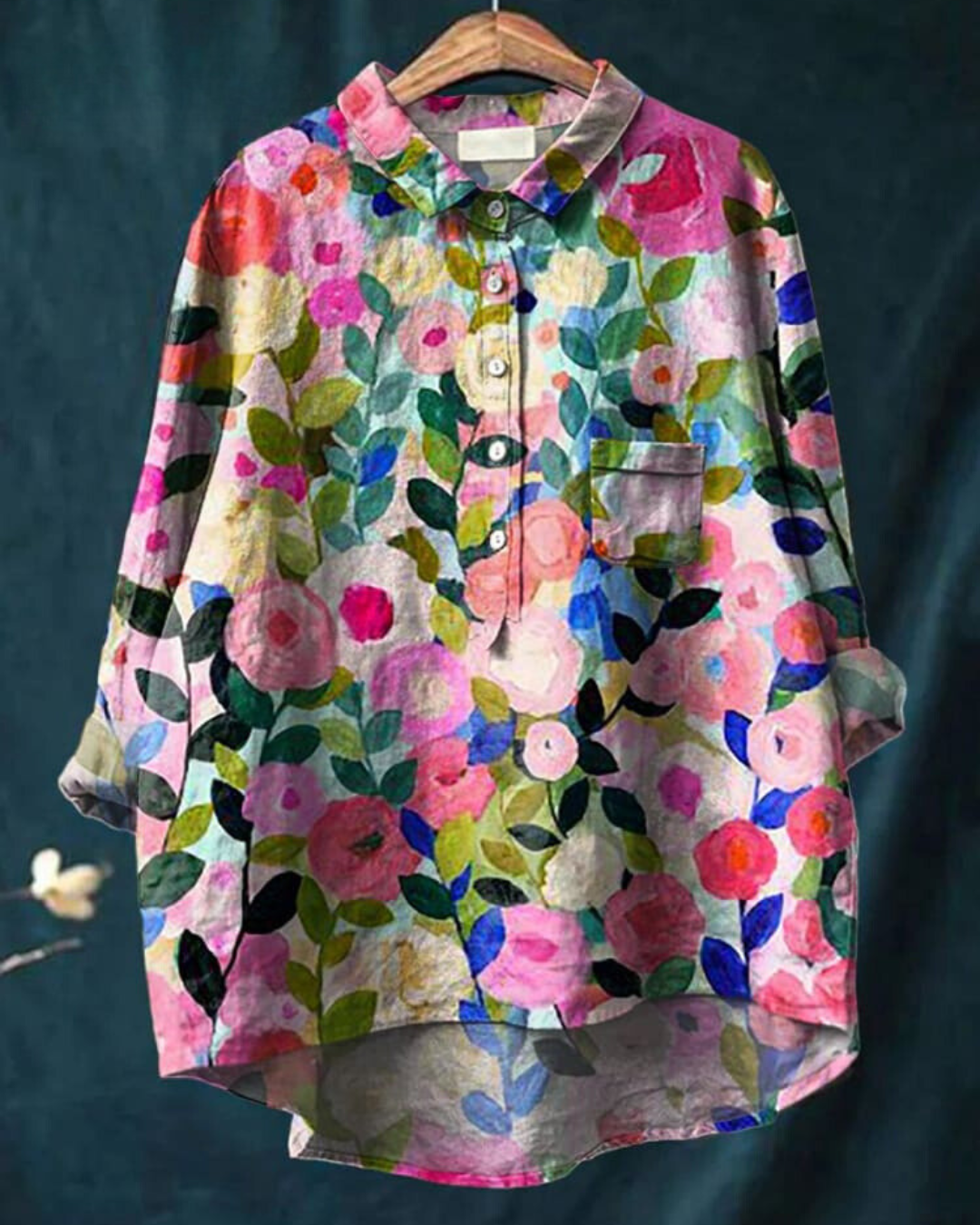 Elegante Vintage-Bluse mit Blumenmuster in Blumenmuster 1