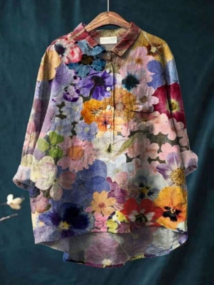Elegante Vintage-Bluse mit Blumenmuster in Blumenmuster 3