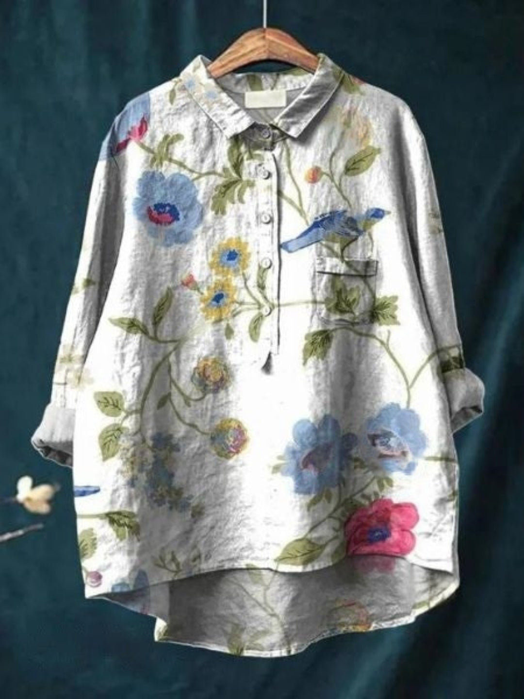Elegante Vintage-Bluse mit Blumenmuster in Blumenmuster 6
