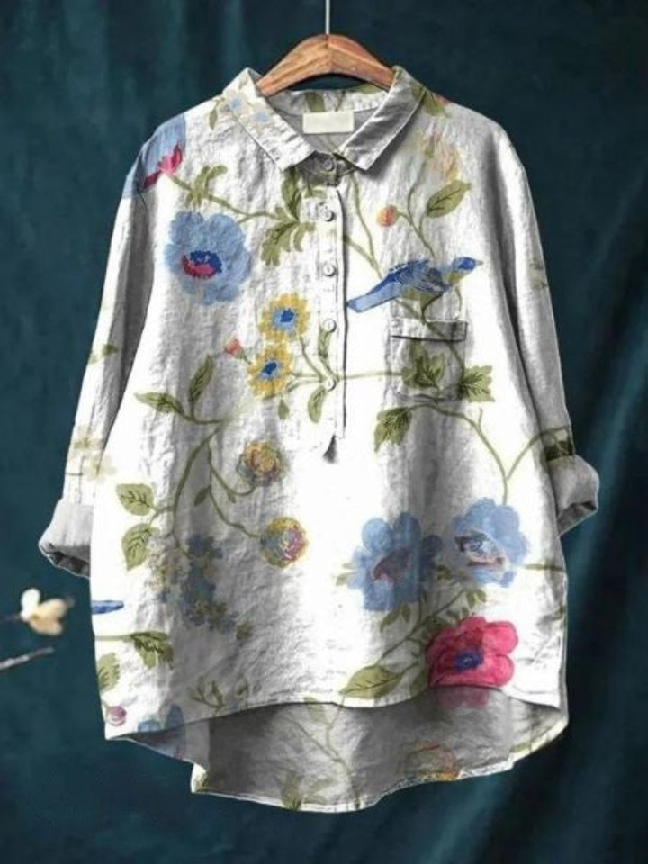 Elegante Vintage-Bluse mit Blumenmuster in Blumenmuster 6