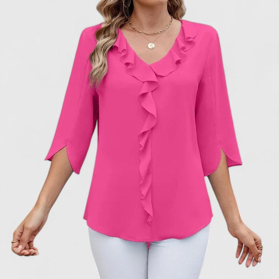 Elegante Volant-Bluse in Rosa