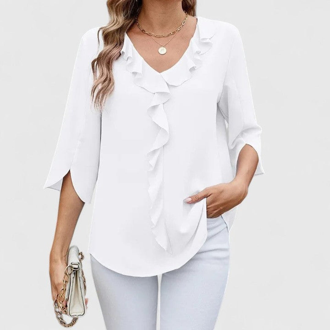 Elegante Volant-Bluse in Weiß