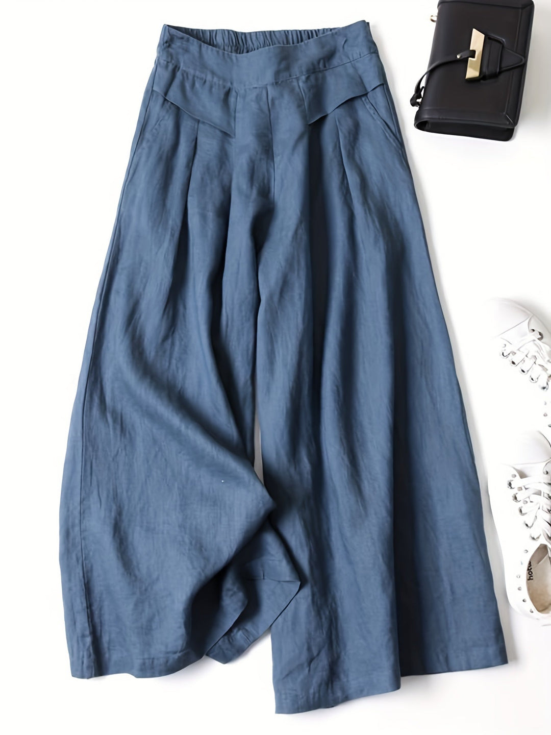 Elegante Weitbein-Hosen im Vintage-Stil in Blau
