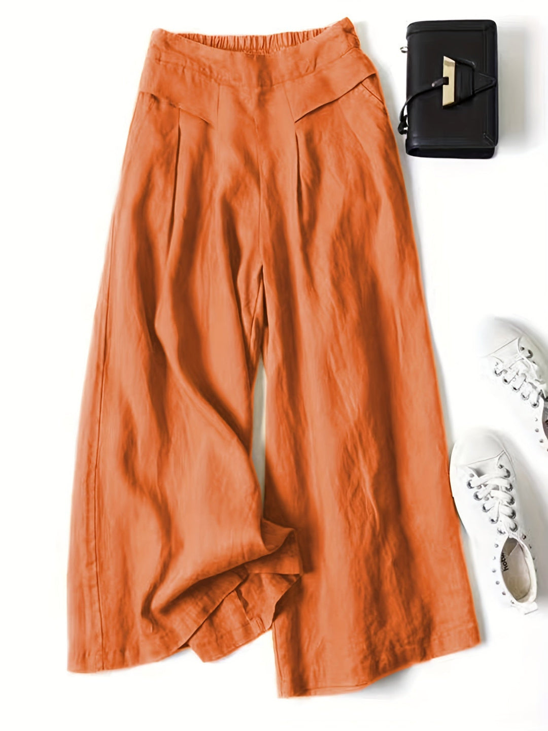 Elegante Weitbein-Hosen im Vintage-Stil in Orange