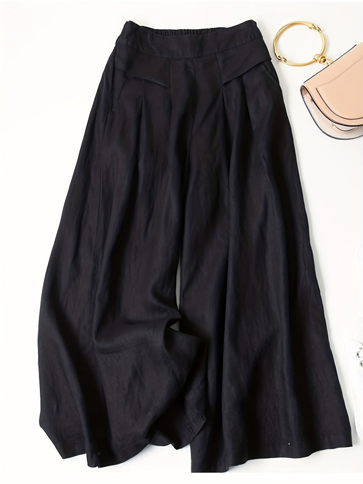 Elegante Weitbein-Hosen im Vintage-Stil in Schwarz