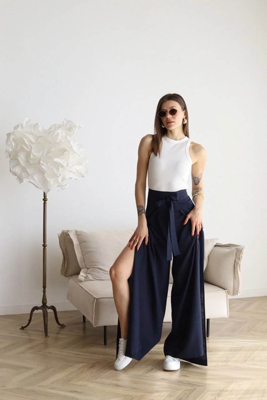 Elegante Weite Leinenhosen (3)