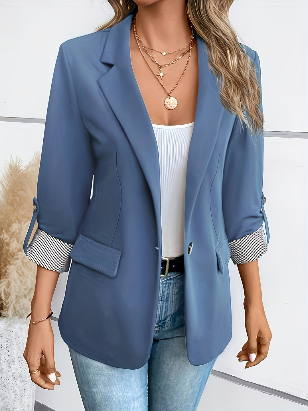 Eleganter Damen Blazer für Herbst in Dunstblau